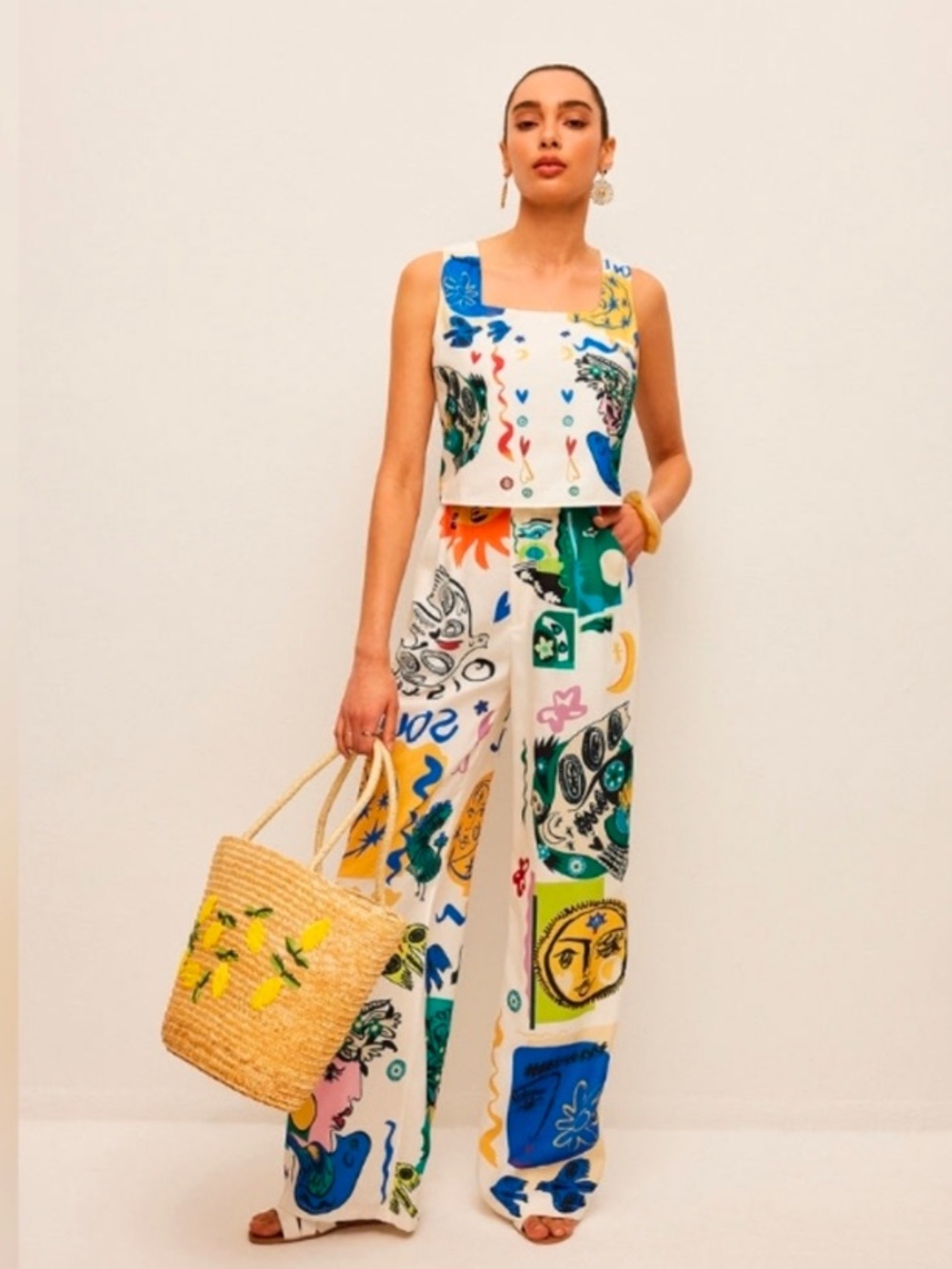 Commense NWT Multicolor Graphic Wide-Leg Jumpsuit
